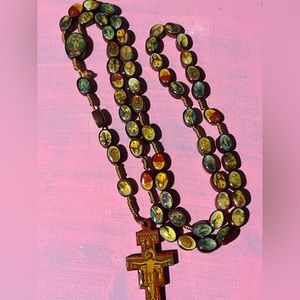 A very unique 19 1/2 inch wooden bead rosery